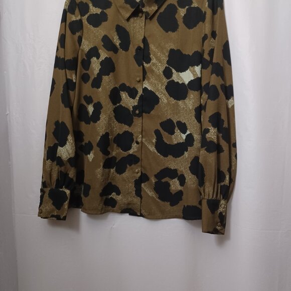 VERO MODA WOMEN'S ANIMAL PRINT LONG SLEEVE BUTTON UP BLOUSE - Picture 7 of 11